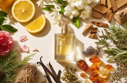 Ingredientes de familias olfativas como cítricos flores maderas y especias