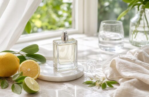 Perfume claro con cítricos y lino para representar fragancias de verano